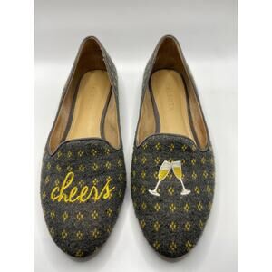 Talbots Ryan Loafer Women 7.5 Slip on Flat NYE Holiday Shoes Champagne Cheers